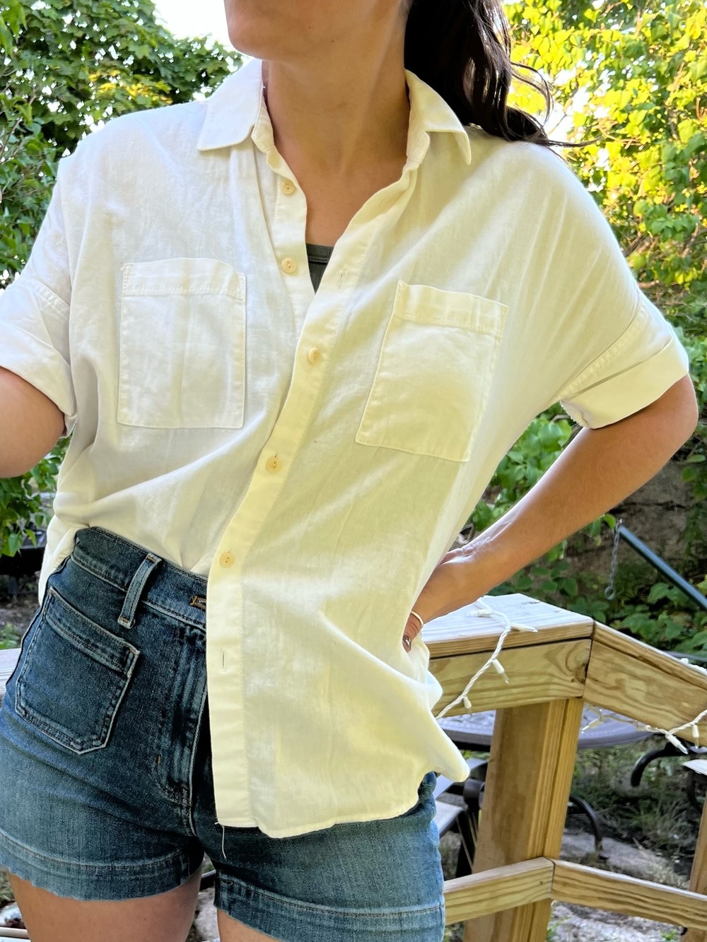 Madewell Ivory Short-Sleeve Button-Down Shirt